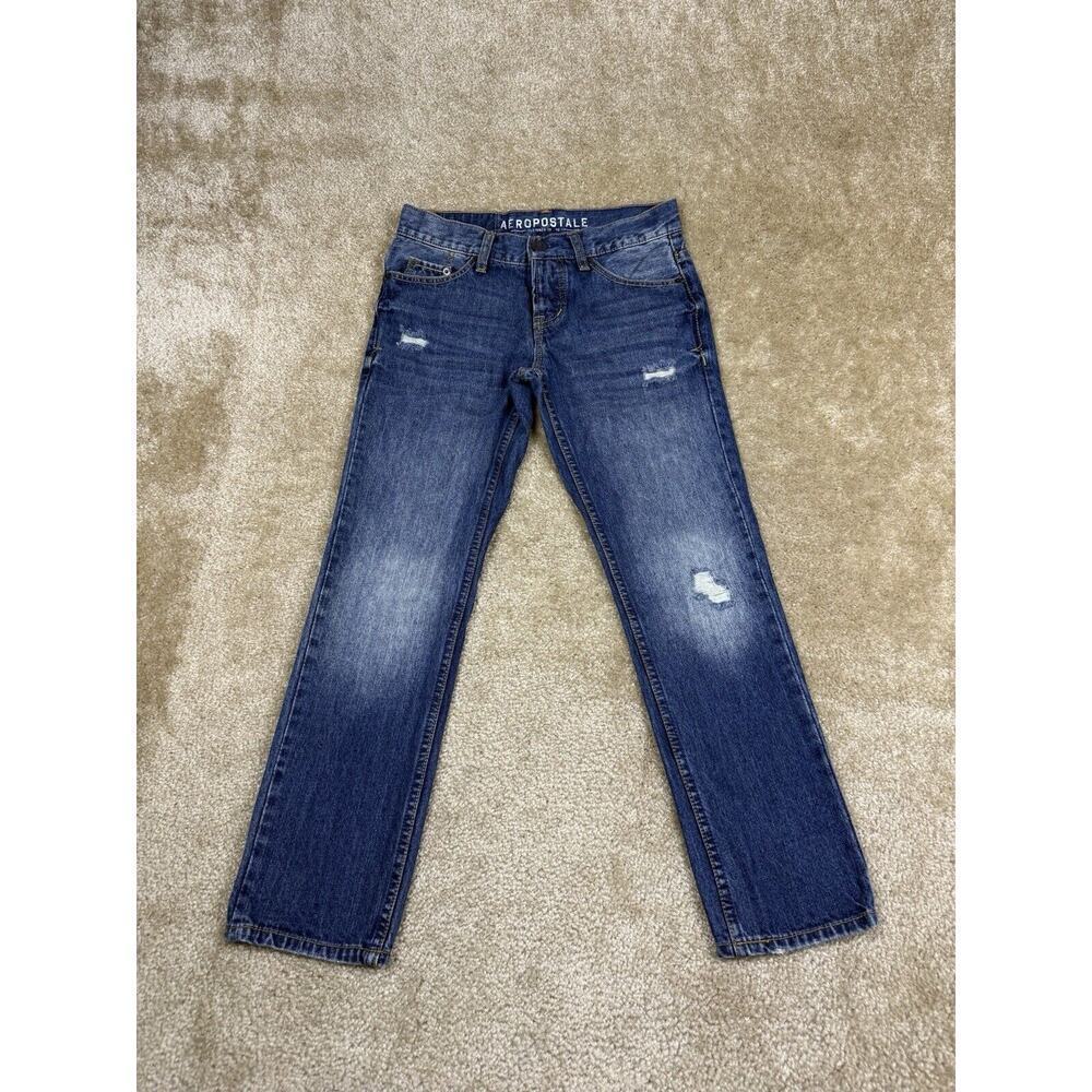 Aeropostale Men’s Size 27/28 Slim Straight Jeans Button Fly Distressed B193